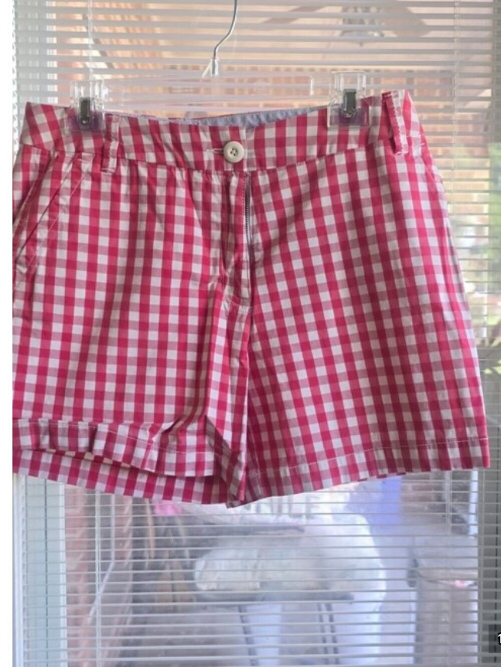 Tommy Hilfiger Size 14 Checkered Gingham Print Red And White Shorts Large Cotton - Picture 1 of 1
